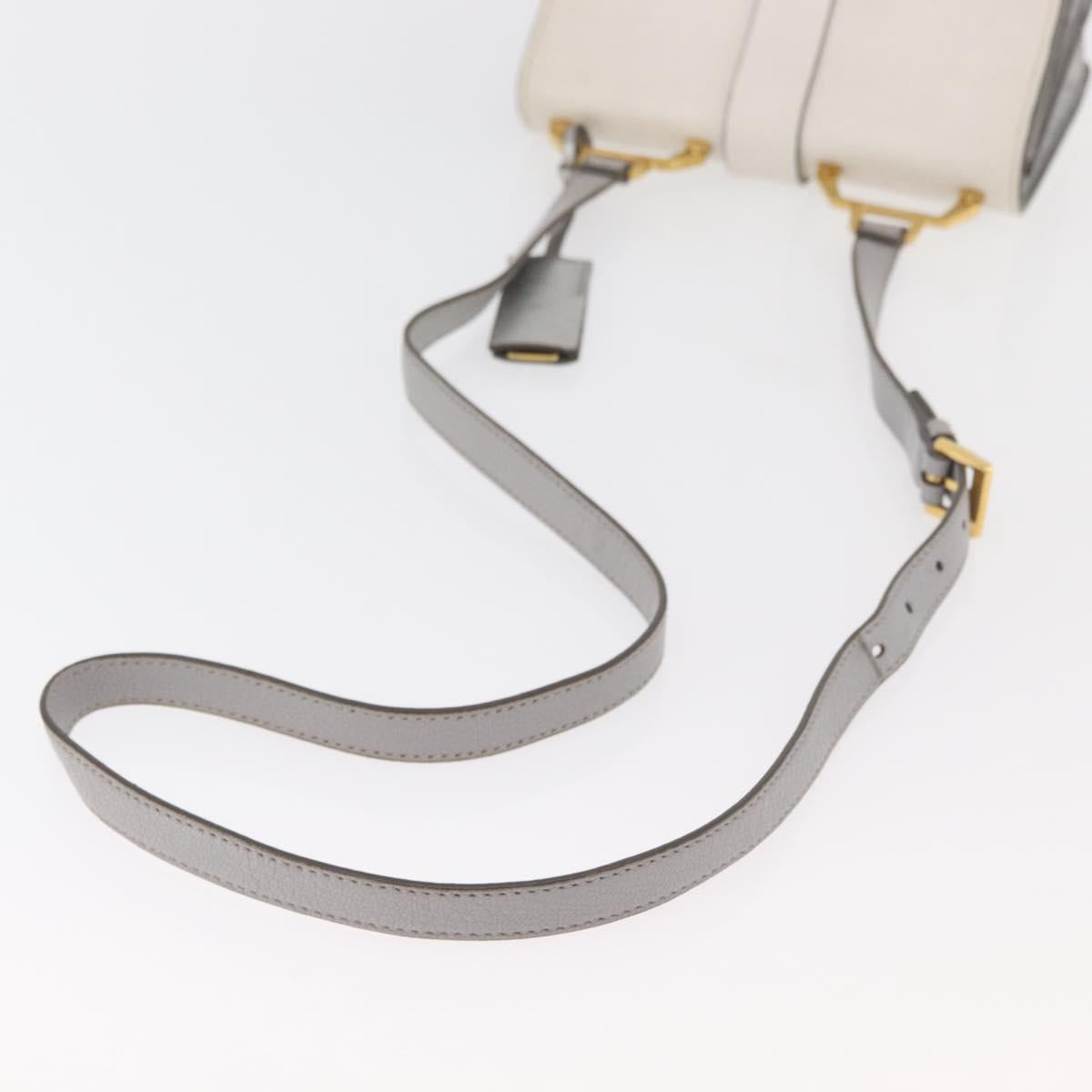 Miu Miu Shoulder Bag Leather Gray Gold Auth bs34805A