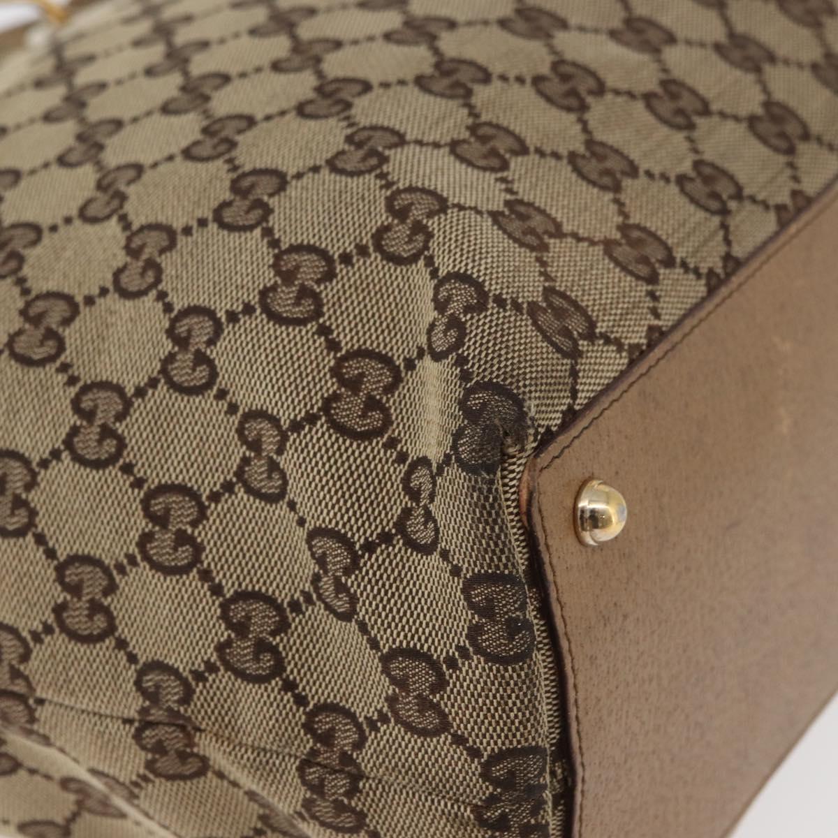 GUCCI GG Canvas Tote Bag Beige Gold 120836 Auth bs34806