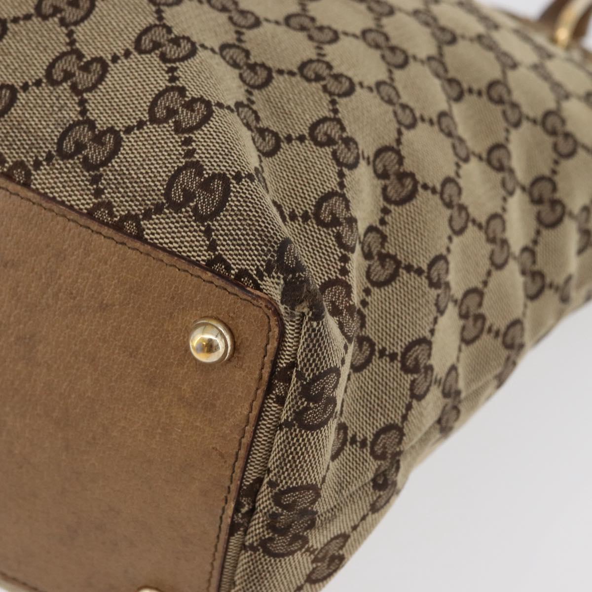 GUCCI GG Canvas Tote Bag Beige Gold 120836 Auth bs34806