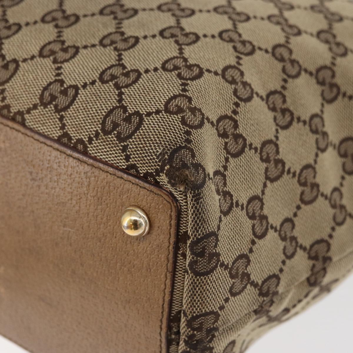 GUCCI GG Canvas Tote Bag Beige Gold 120836 Auth bs34806