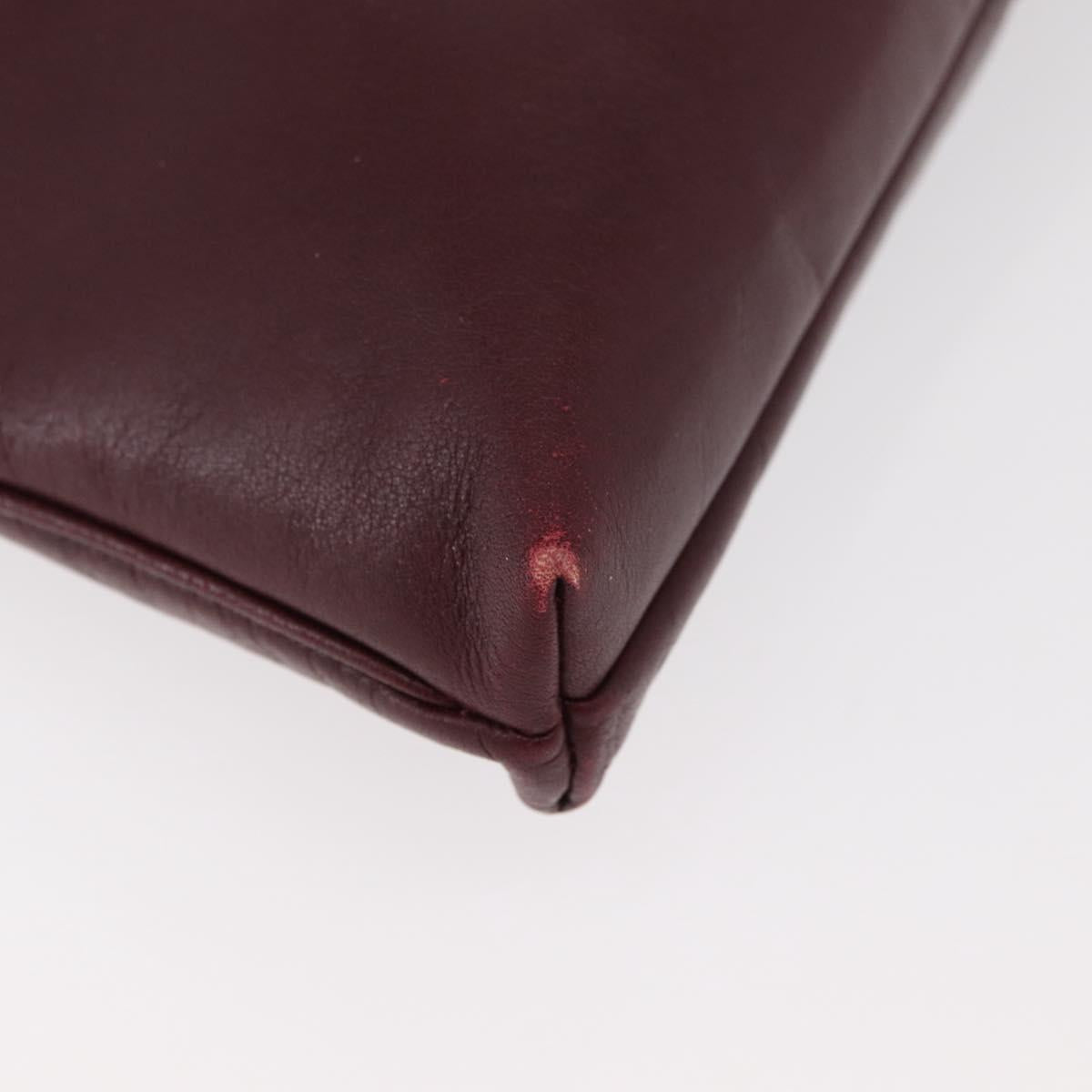 Christian Dior Chain Shoulder Bag Leather Bordeaux Gold Auth bs34808