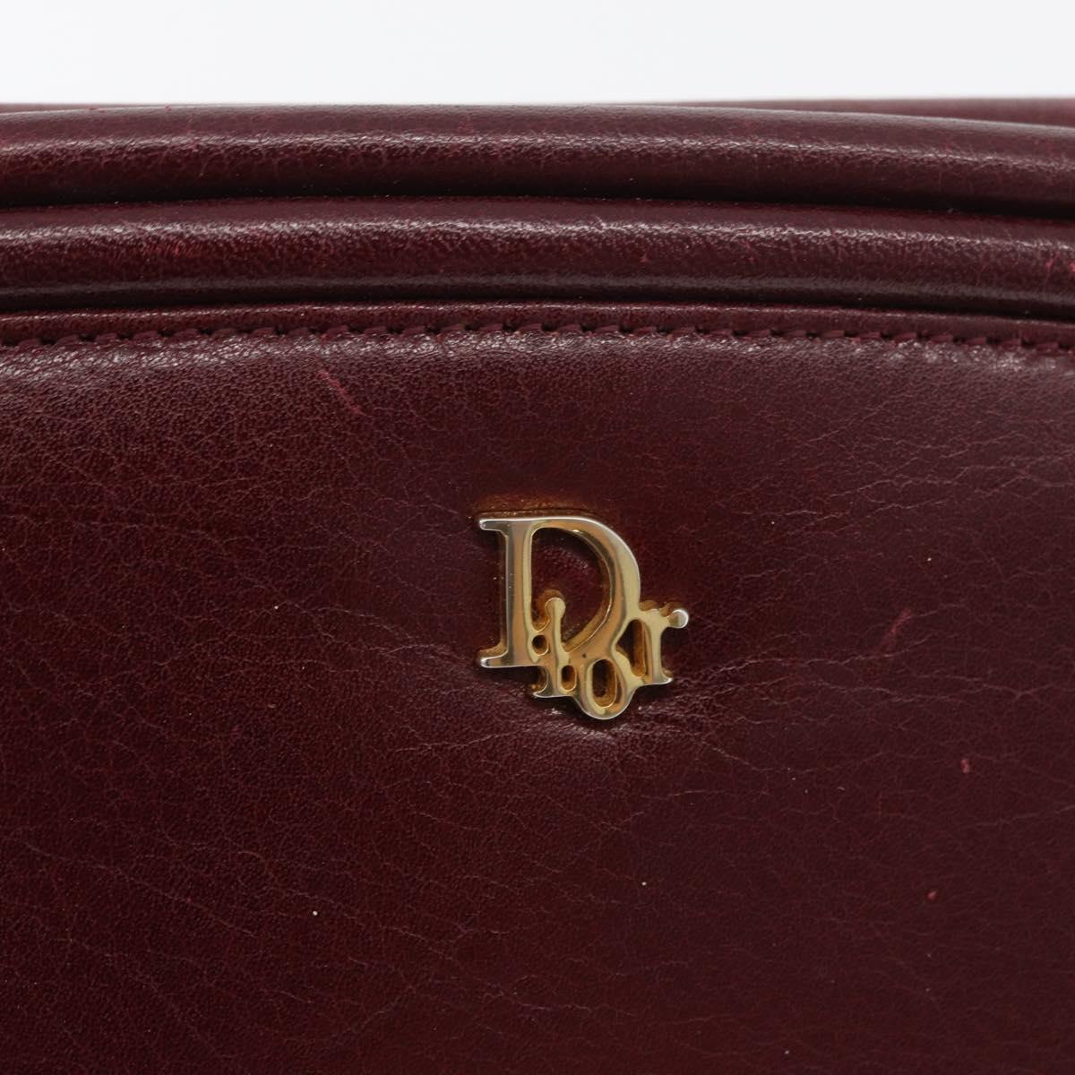 Christian Dior Chain Shoulder Bag Leather Bordeaux Gold Auth bs34808