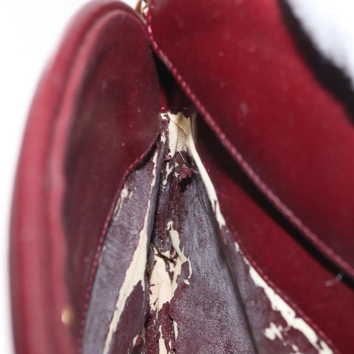 Christian Dior Chain Shoulder Bag Leather Bordeaux Gold Auth bs34808