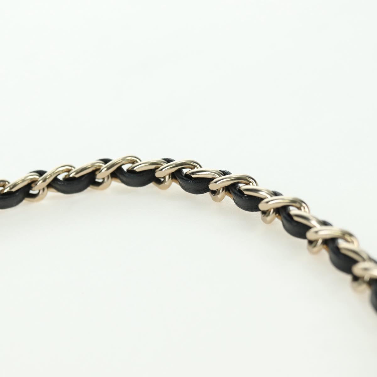 CHANEL Chain Shoulder Pouch Leather Black Gold CC Auth bs34809V