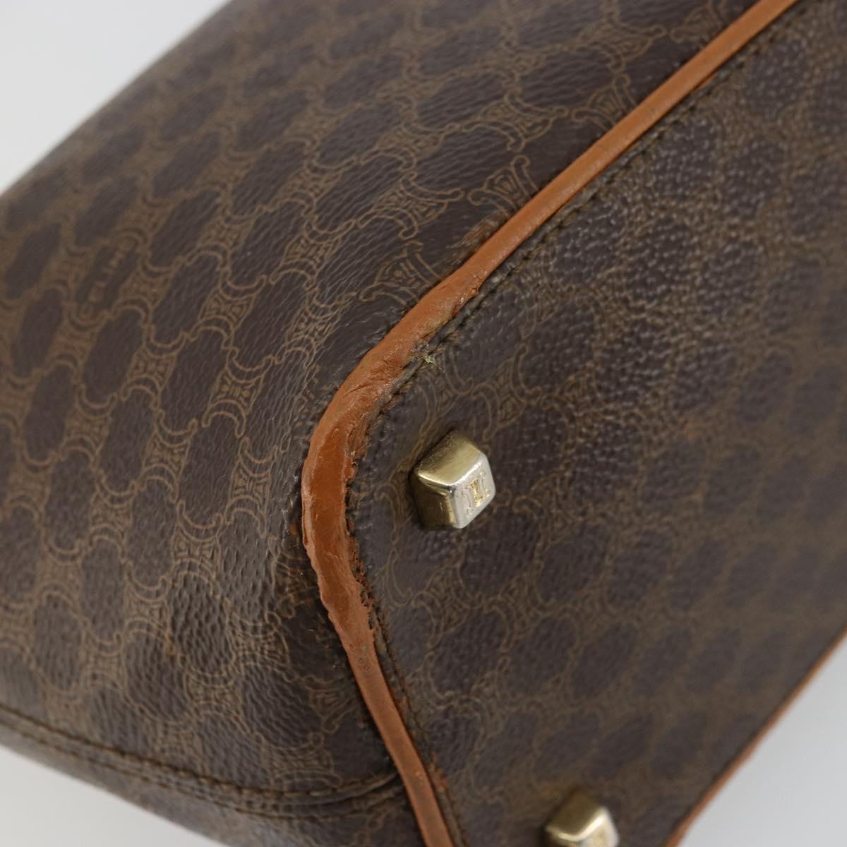 CELINE Macadam Canvas Shoulder Bag PVC Leather Brown Gold Auth bs34810