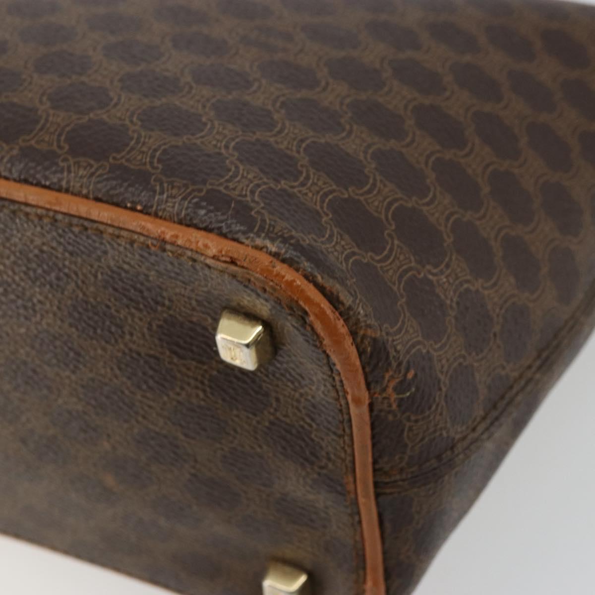 CELINE Macadam Canvas Shoulder Bag PVC Leather Brown Gold Auth bs34810