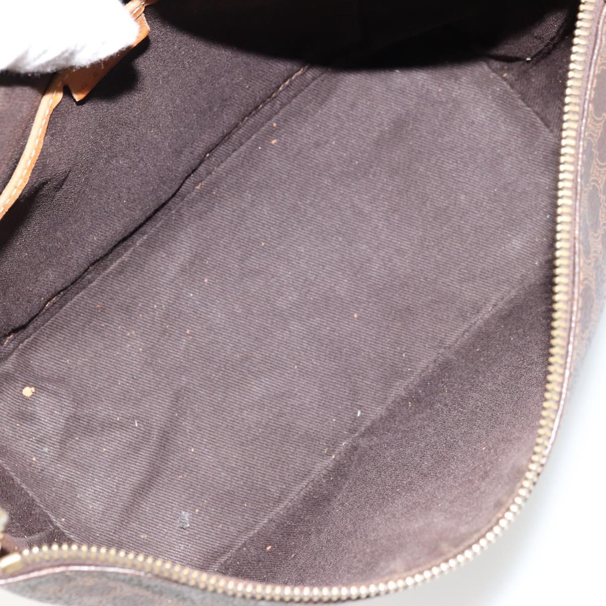 CELINE Macadam Canvas Shoulder Bag PVC Leather Brown Gold Auth bs34810