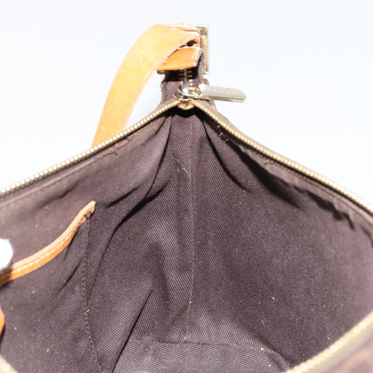 CELINE Macadam Canvas Shoulder Bag PVC Leather Brown Gold Auth bs34810