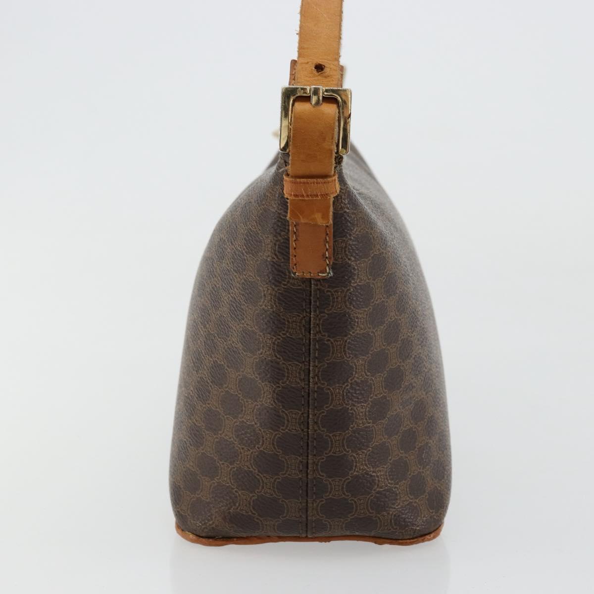 CELINE Macadam Canvas Shoulder Bag PVC Leather Brown Gold Auth bs34810
