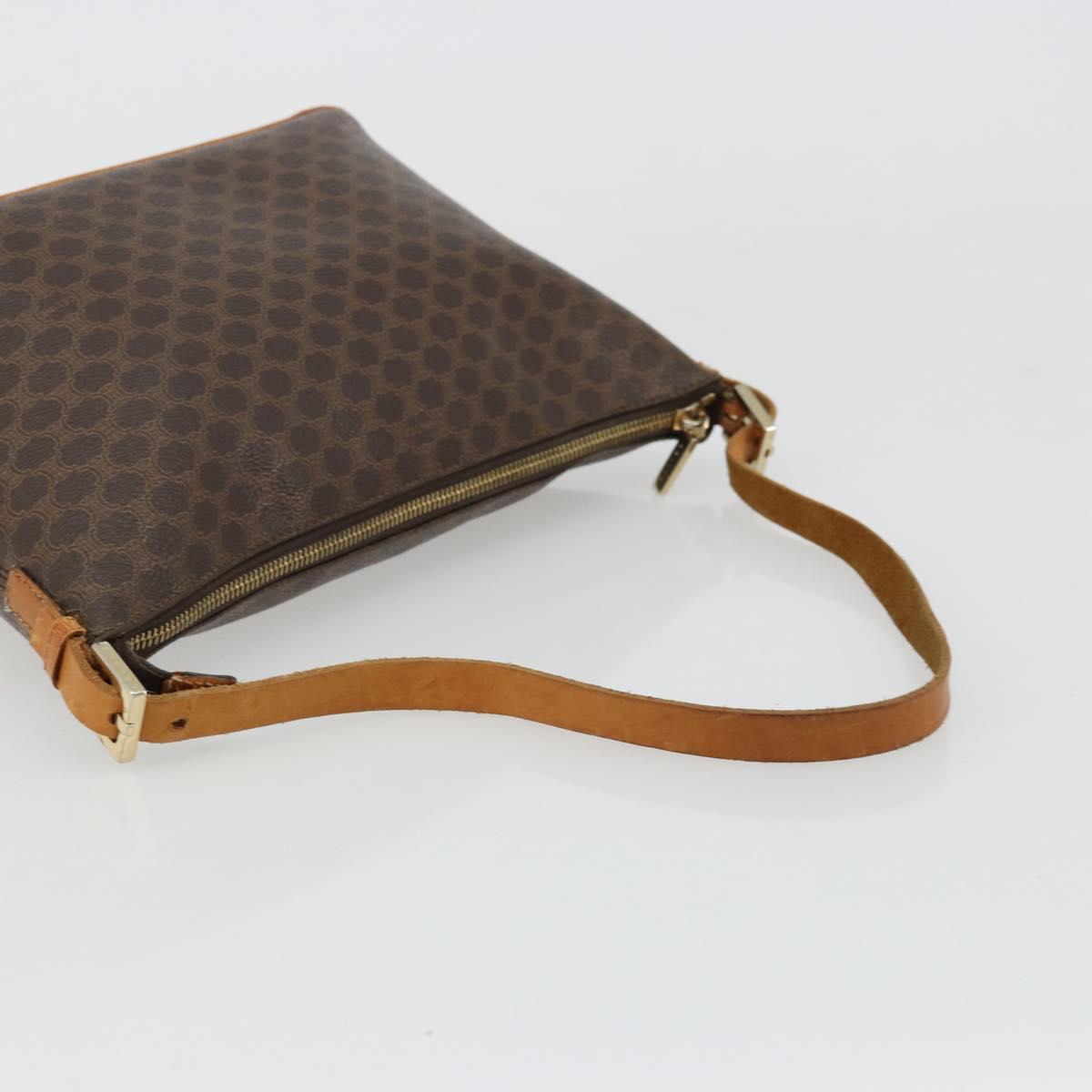 CELINE Macadam Canvas Shoulder Bag PVC Leather Brown Gold Auth bs34810