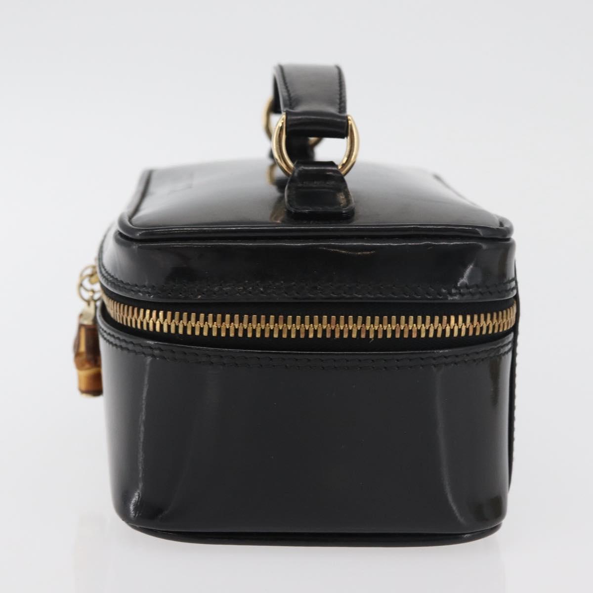 GUCCI Bamboo Vanity Patent Leather Black Gold 032 1705 0151 Auth bs34811