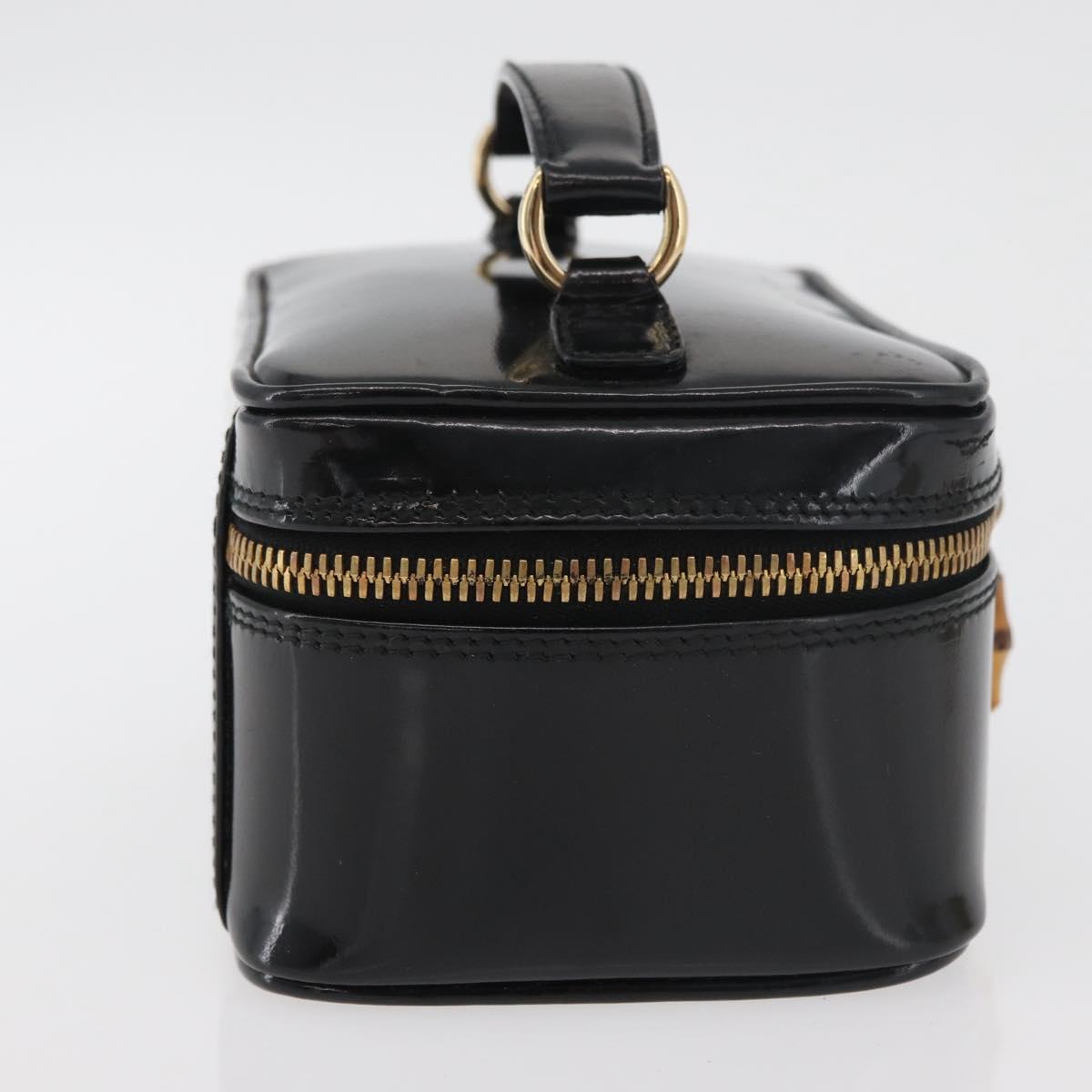 GUCCI Bamboo Vanity Patent Leather Black Gold 032 1705 0151 Auth bs34811