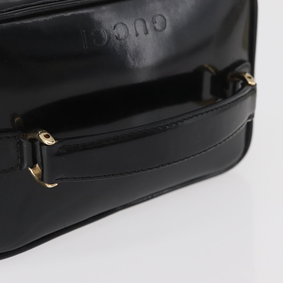GUCCI Bamboo Vanity Patent Leather Black Gold 032 1705 0151 Auth bs34811