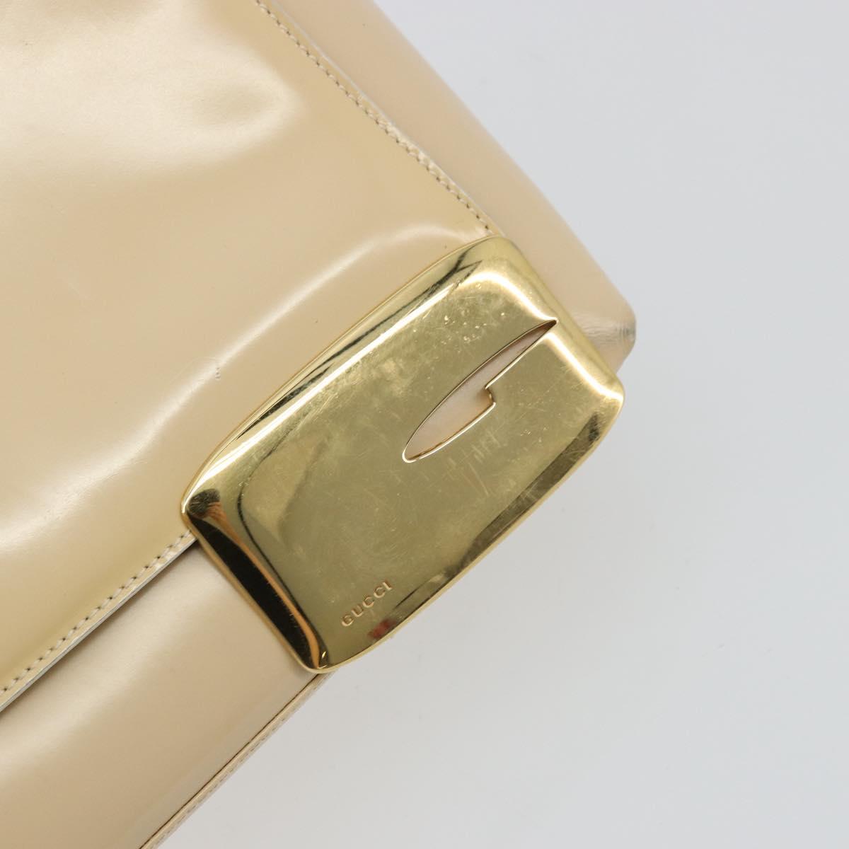GUCCI Shoulder Bag Patent Leather Ivory Gold 001 3444 1812 Auth bs34812