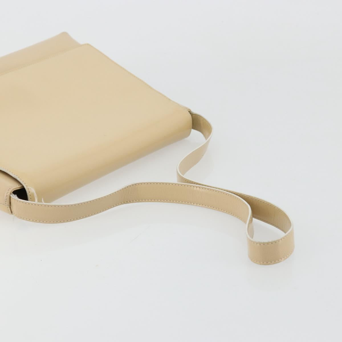 GUCCI Shoulder Bag Patent Leather Ivory Gold 001 3444 1812 Auth bs34812