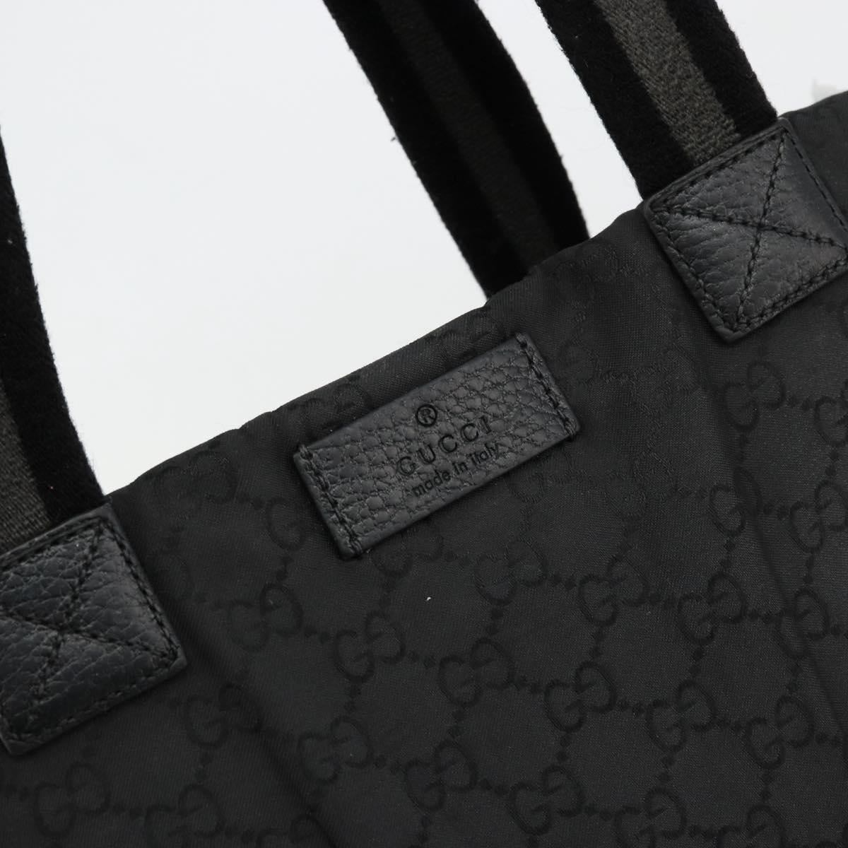 GUCCI GG Canvas Sherry Line Bag Nylon Outlet Black Silver 449178 Auth bs34813