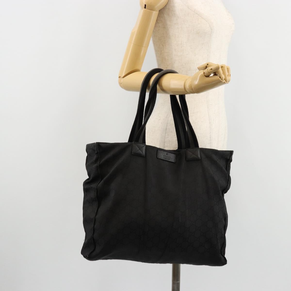 GUCCI GG Canvas Sherry Line Bag Nylon Outlet Black Silver 449178 Auth bs34813