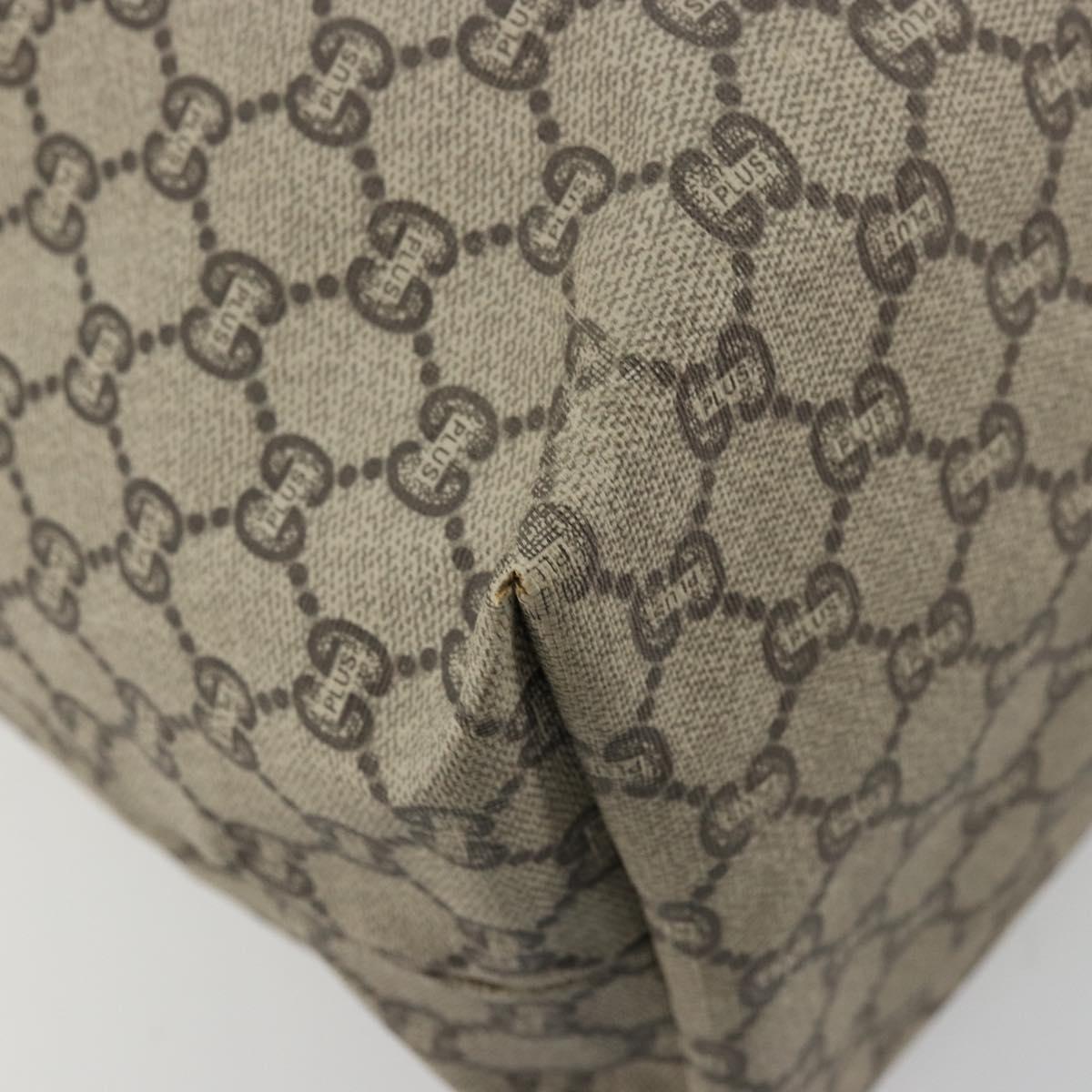 GUCCI GG Plus Supreme Web Sherry Line Tote Bag PVC Beige Gold Auth bs34820