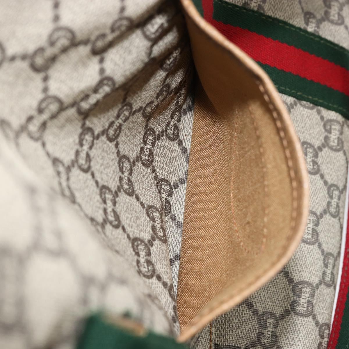 GUCCI GG Plus Supreme Web Sherry Line Tote Bag PVC Beige Gold Auth bs34820