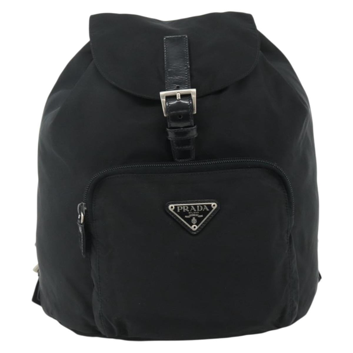 PRADA Backpack Nylon Black Silver Auth bs34821