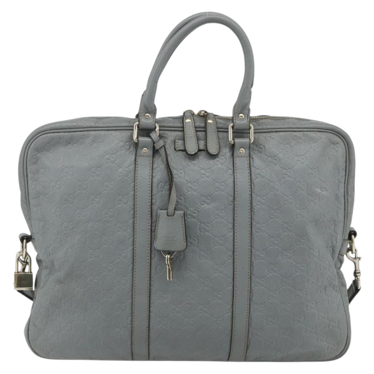 GUCCI GG Canvas Guccissima Hand Bag Leather 2way Gray Silver 201480 Auth bs34822