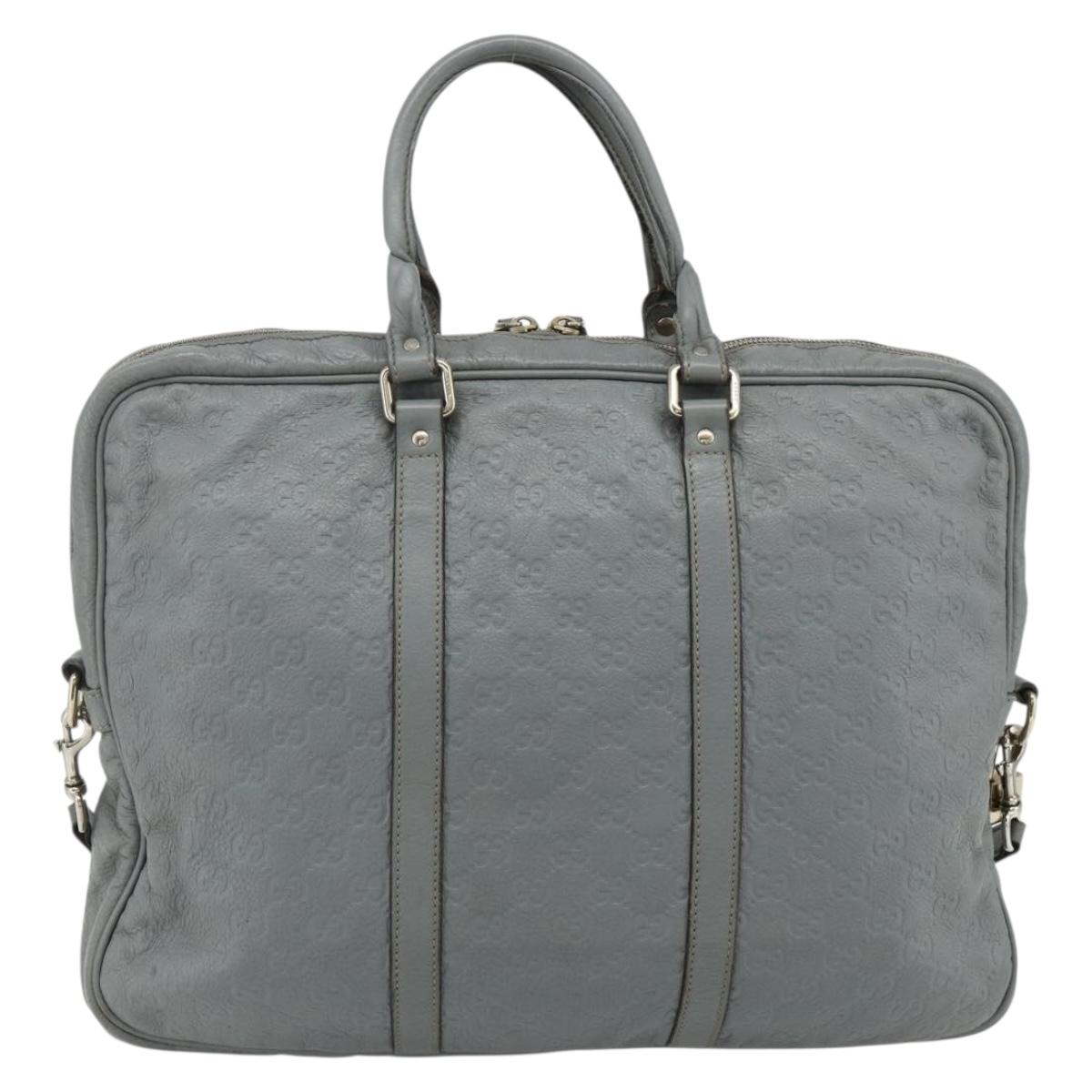 GUCCI GG Canvas Guccissima Hand Bag Leather 2way Gray Silver 201480 Auth bs34822