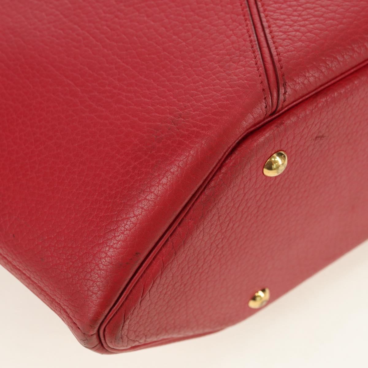 HERMES Ildvo Hand Bag Leather Red Gold Auth bs34829V