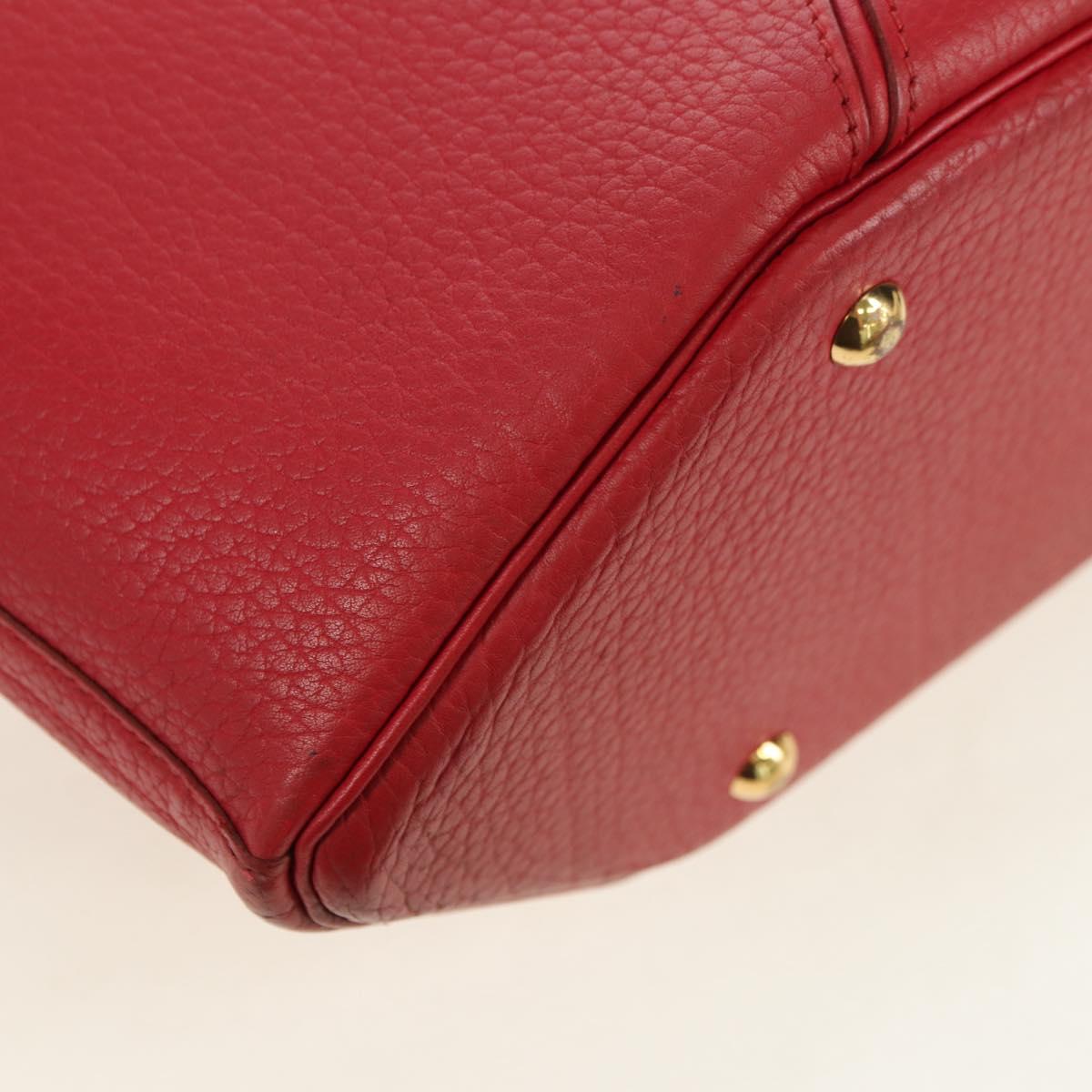HERMES Ildvo Hand Bag Leather Red Gold Auth bs34829V