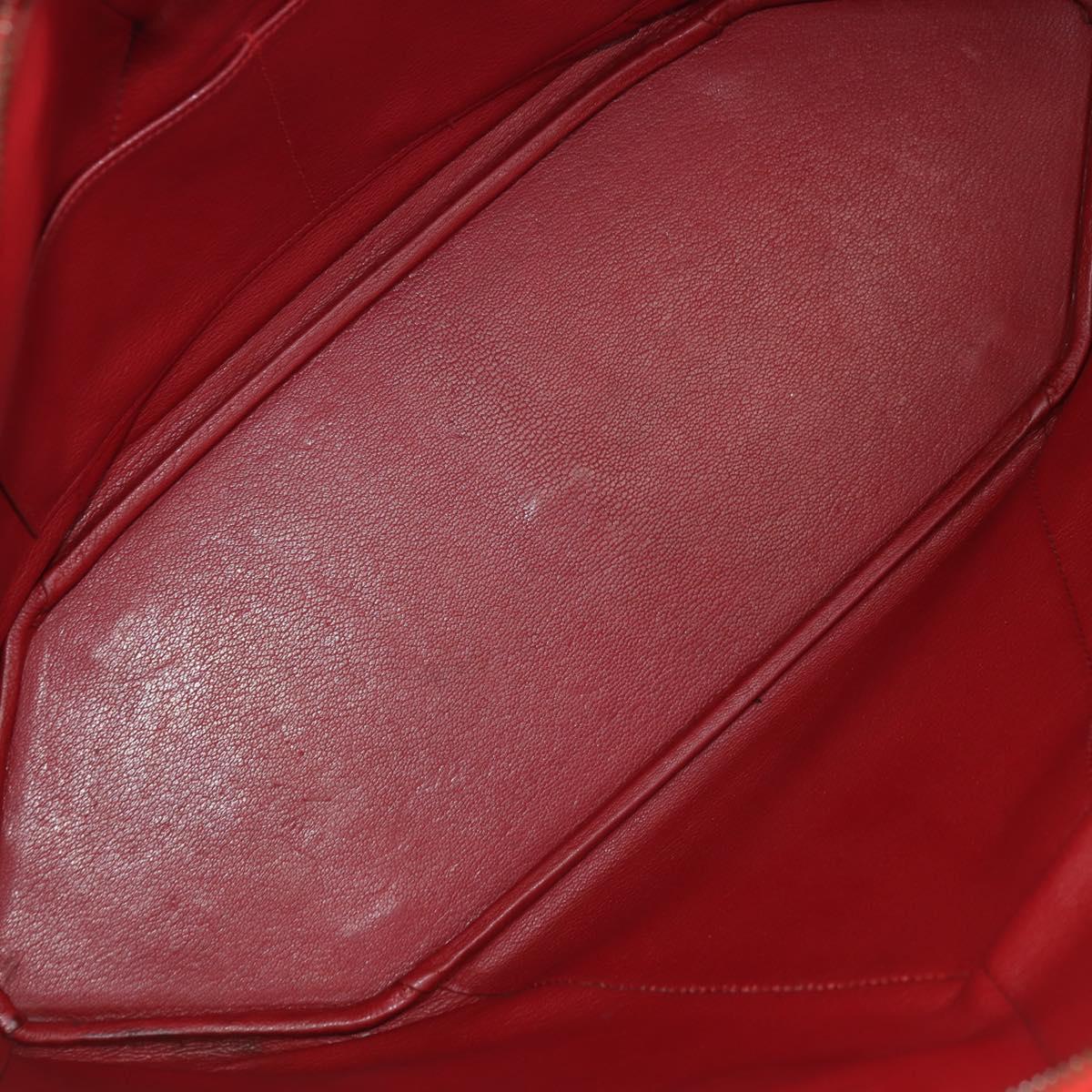 HERMES Ildvo Hand Bag Leather Red Gold Auth bs34829V