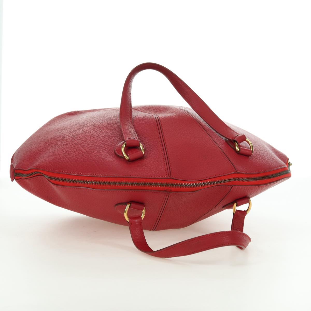 HERMES Ildvo Hand Bag Leather Red Gold Auth bs34829V