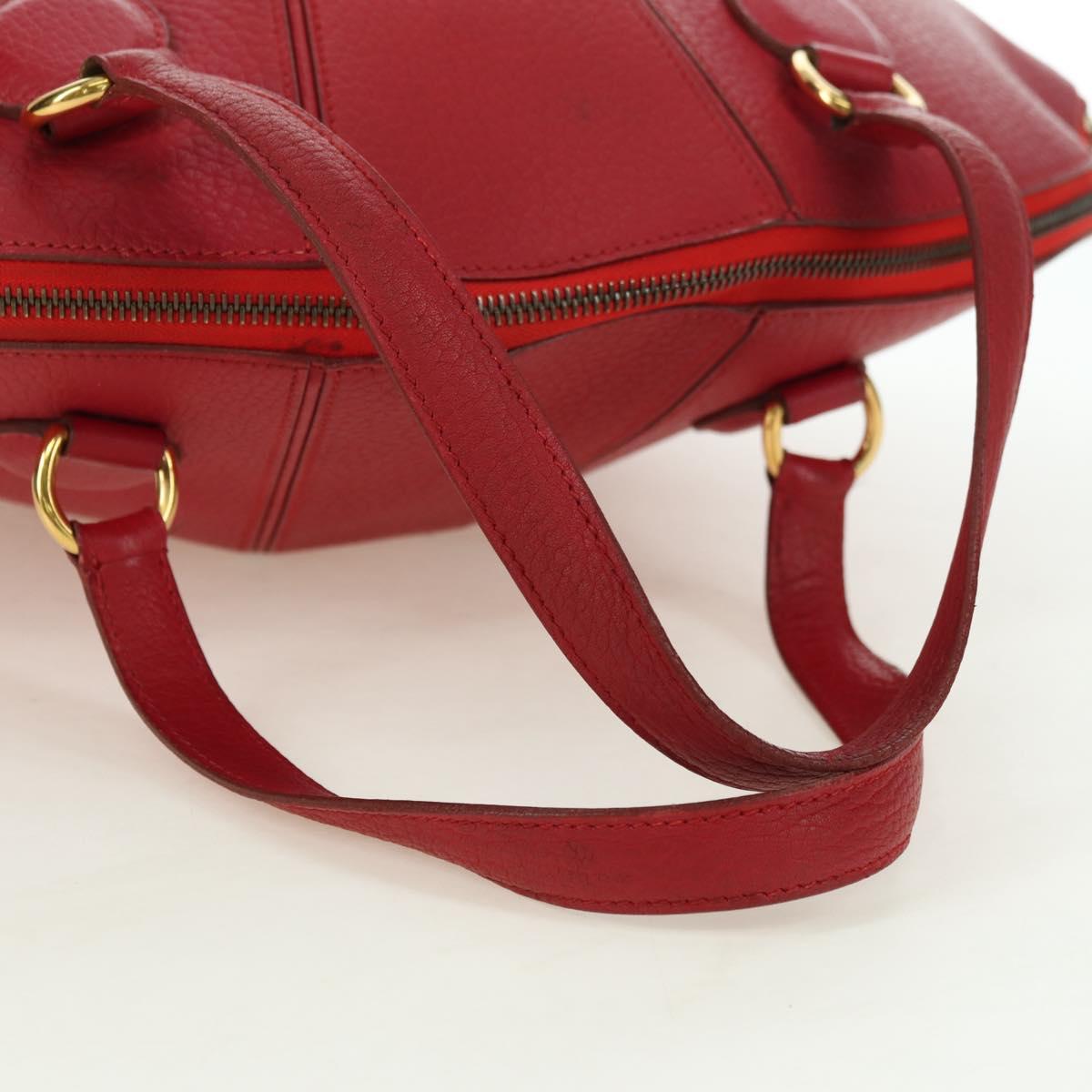 HERMES Ildvo Hand Bag Leather Red Gold Auth bs34829V