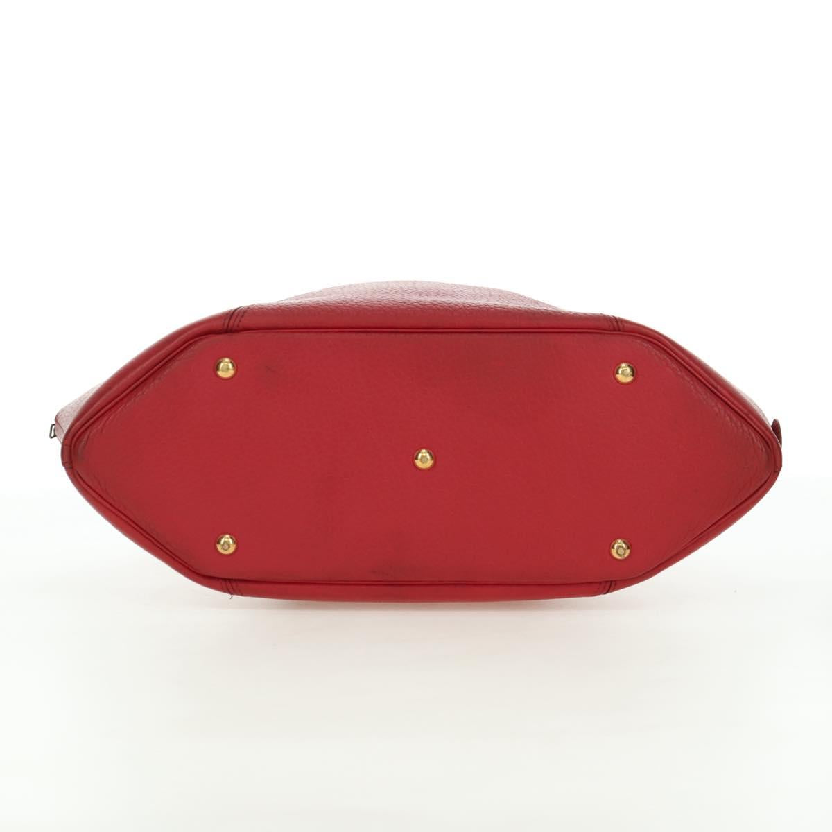 HERMES Ildvo Hand Bag Leather Red Gold Auth bs34829V