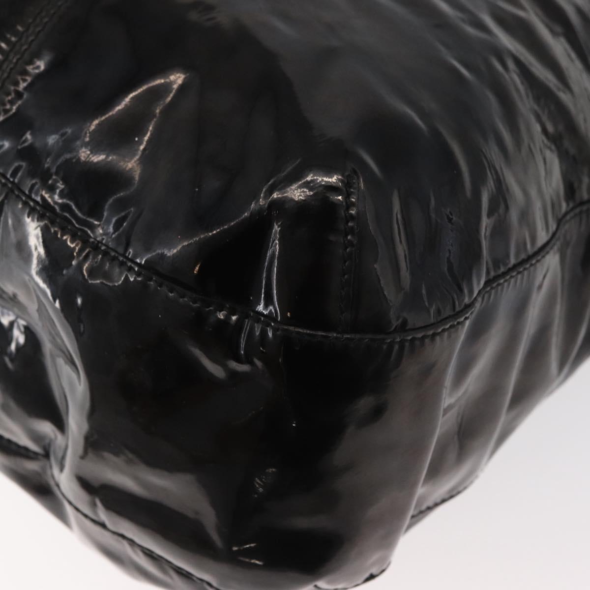 CARTIER Shoulder Bag Patent leather Brown Silver Auth bs34832A