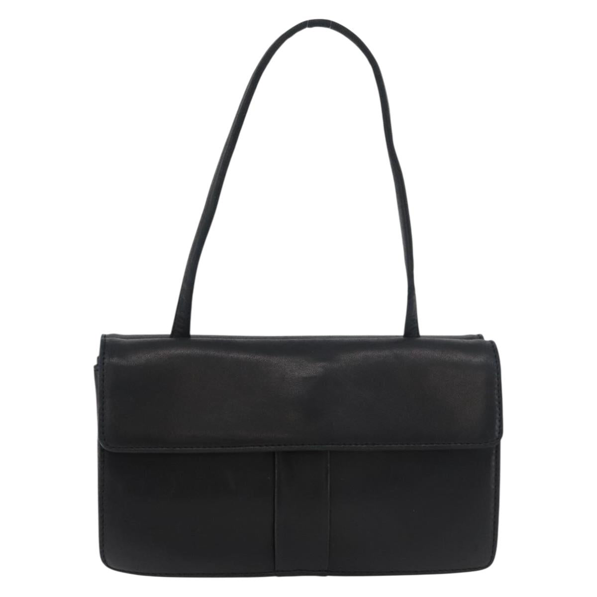 SAINT LAURENT Hand Bag Leather Black Gold Auth bs34834