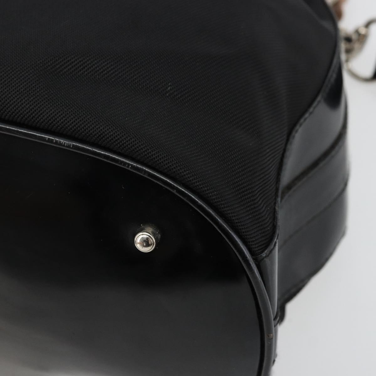 GUCCI Bamboo Hand Bag Nylon 2way Black Silver 001 3754 1657 Auth bs34836