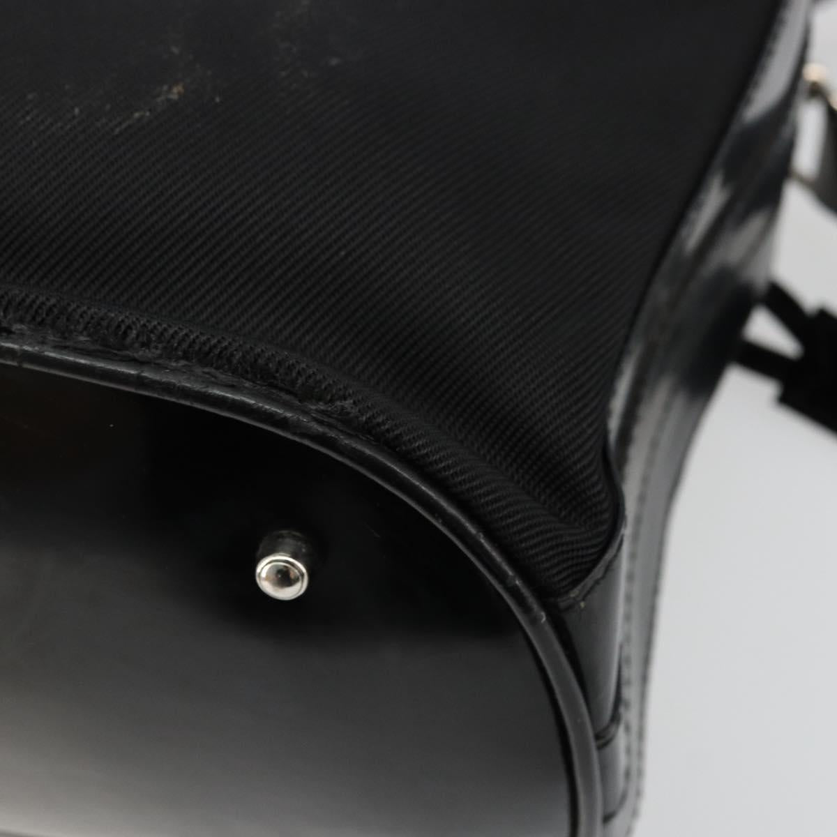 GUCCI Bamboo Hand Bag Nylon 2way Black Silver 001 3754 1657 Auth bs34836