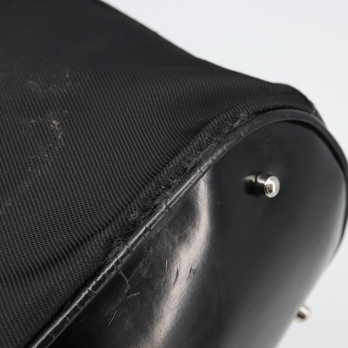 GUCCI Bamboo Hand Bag Nylon 2way Black Silver 001 3754 1657 Auth bs34836