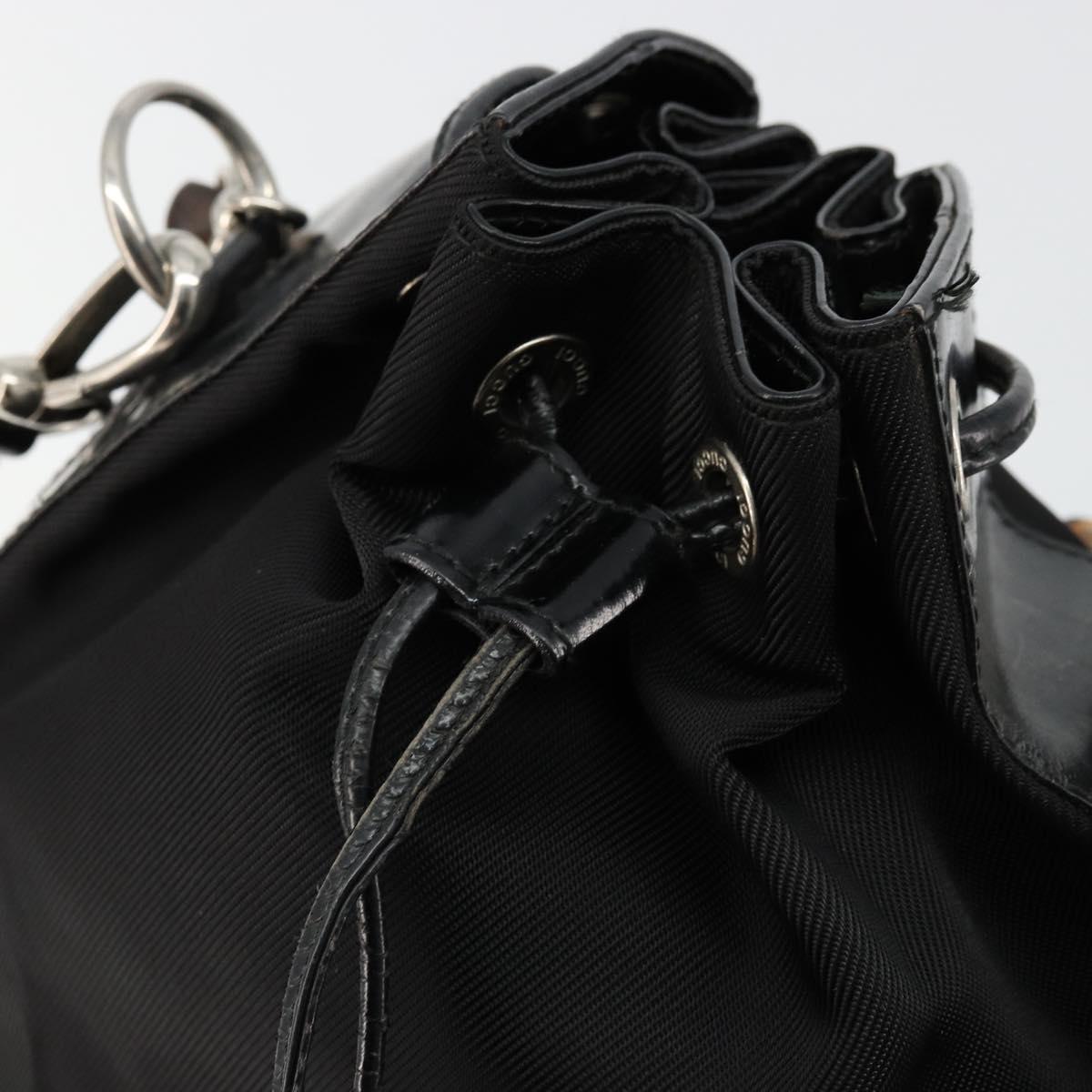 GUCCI Bamboo Hand Bag Nylon 2way Black Silver 001 3754 1657 Auth bs34836