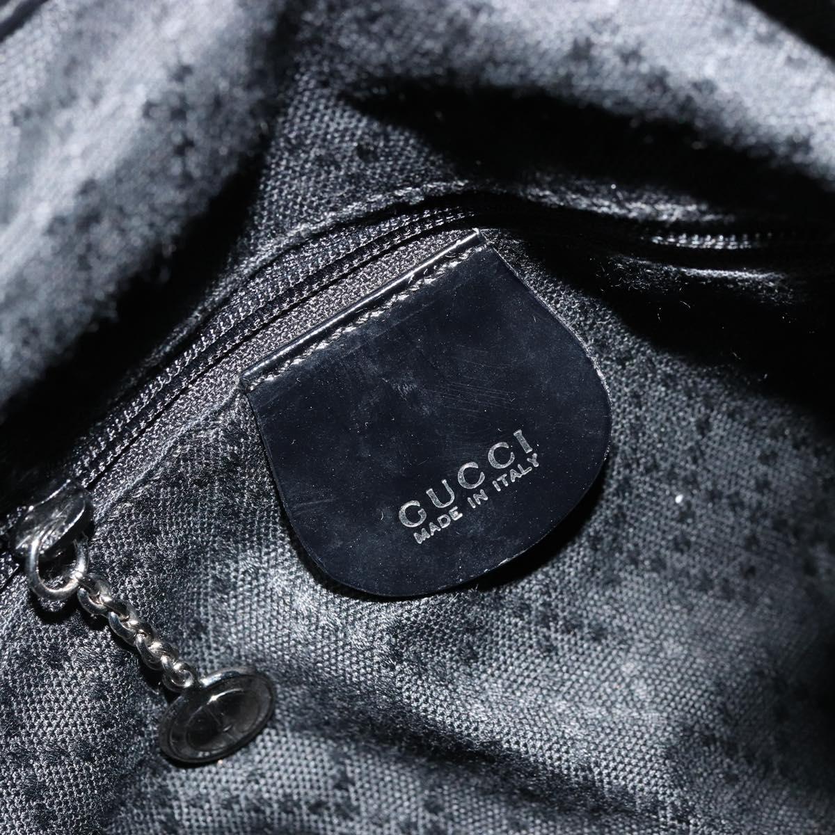 GUCCI Bamboo Hand Bag Nylon 2way Black Silver 001 3754 1657 Auth bs34836