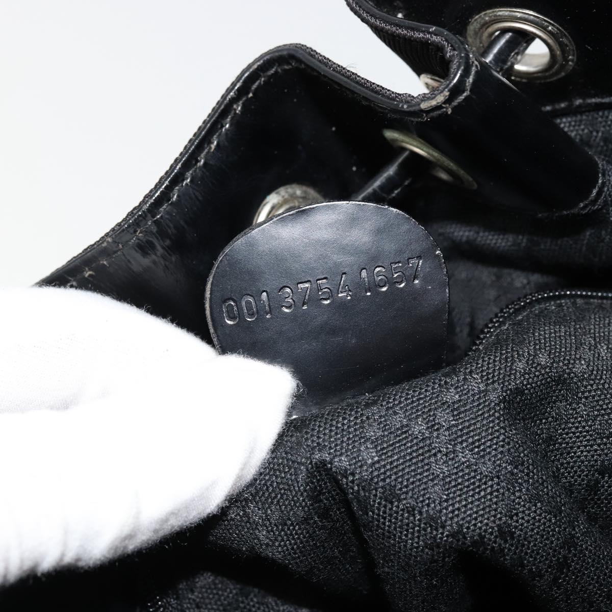 GUCCI Bamboo Hand Bag Nylon 2way Black Silver 001 3754 1657 Auth bs34836