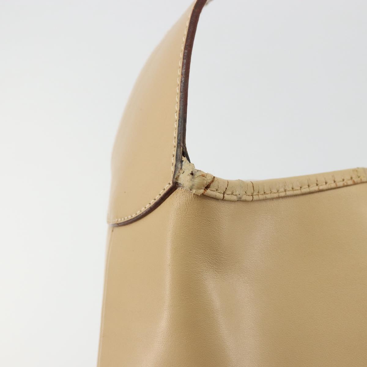 GUCCI Jackie Shoulder Bag Leather Beige Silver 001 3346 Auth bs34837