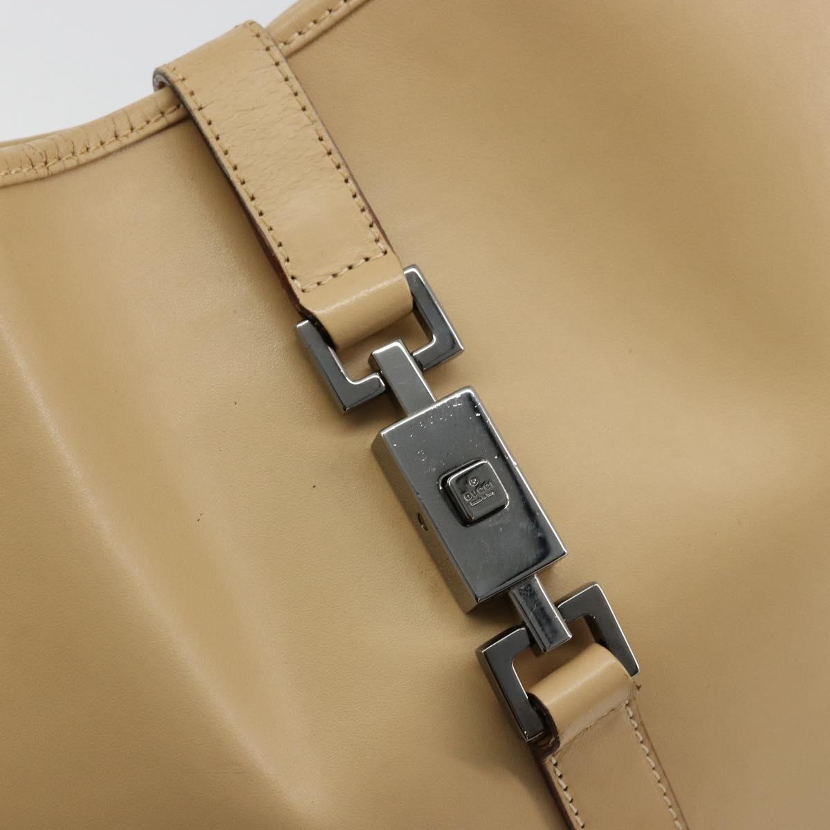 GUCCI Jackie Shoulder Bag Leather Beige Silver 001 3346 Auth bs34837