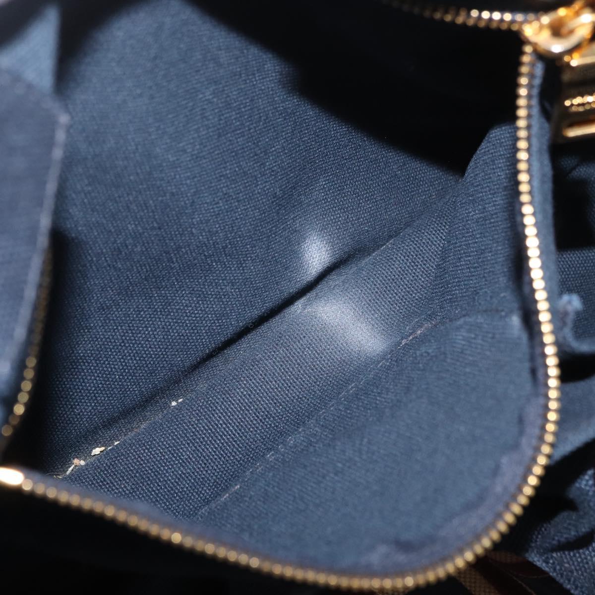 PRADA Canapa L Hand Bag Canvas Navy Gold Auth bs34839A