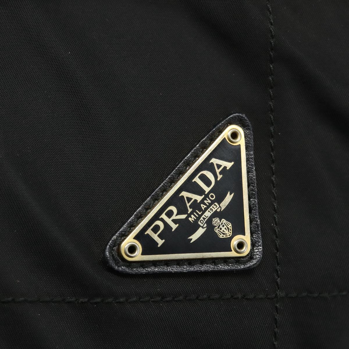 PRADA Chain Shoulder Bag Nylon Black Gold Auth bs34840