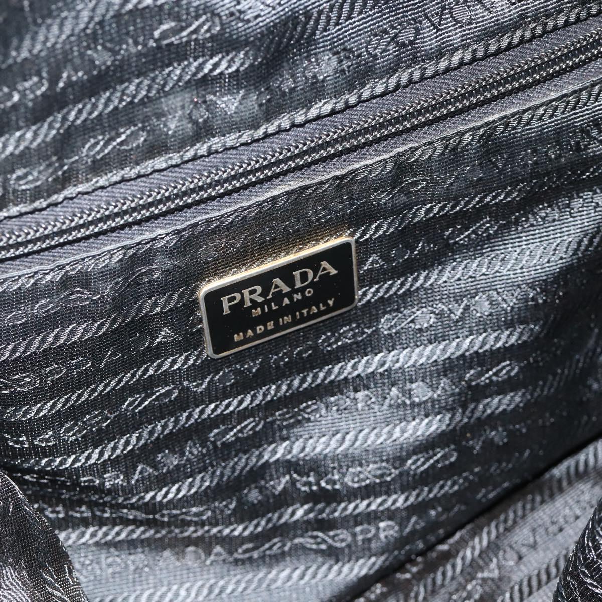 PRADA Chain Shoulder Bag Nylon Black Gold Auth bs34840