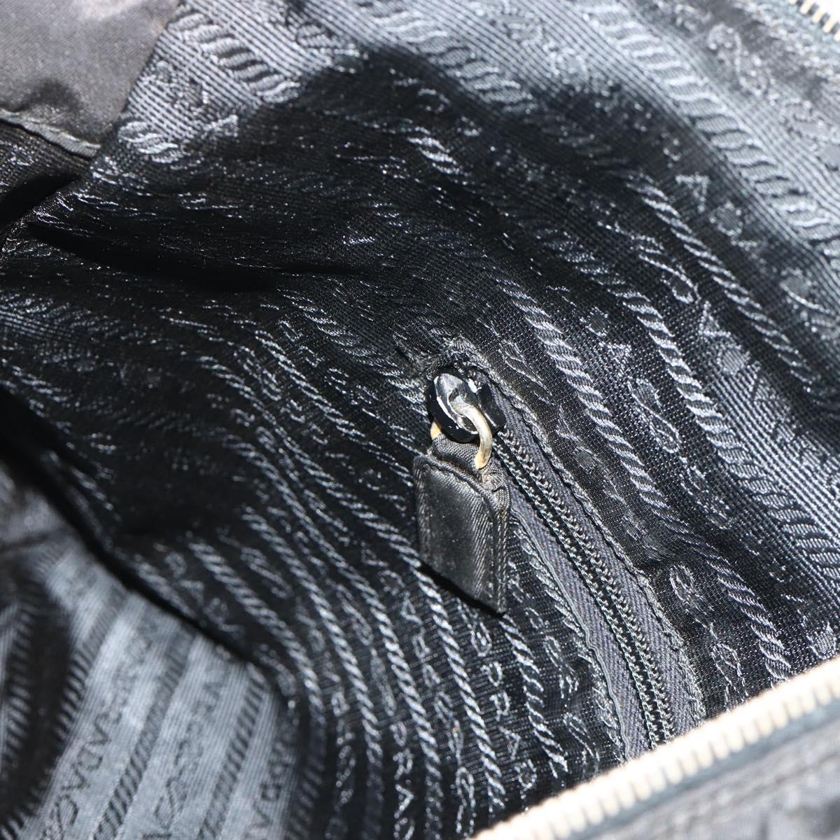 PRADA Chain Shoulder Bag Nylon Black Gold Auth bs34840