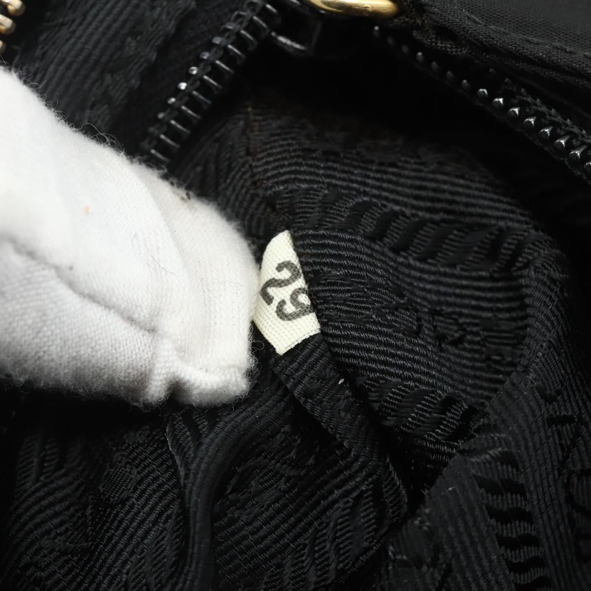 PRADA Chain Shoulder Bag Nylon Black Gold Auth bs34840