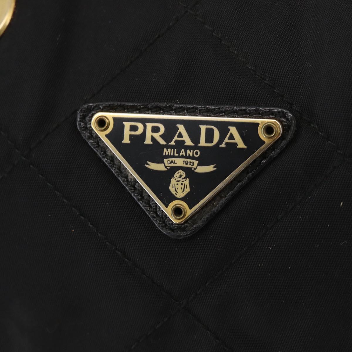 PRADA Chain Shoulder Bag Nylon Black Gold Auth bs34842