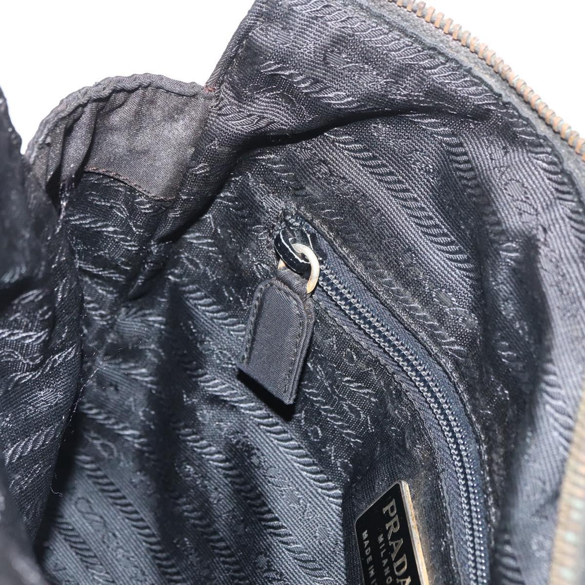 PRADA Chain Shoulder Bag Nylon Black Gold Auth bs34842