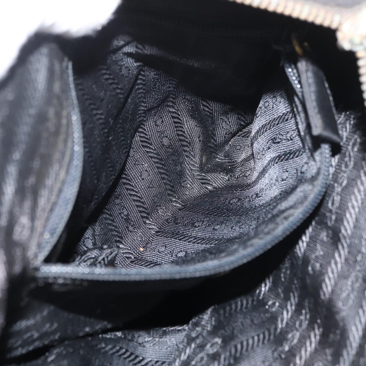 PRADA Chain Shoulder Bag Nylon Black Gold Auth bs34842